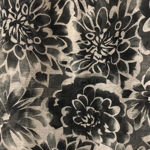 Black and gray floral infinity scarf 13x54